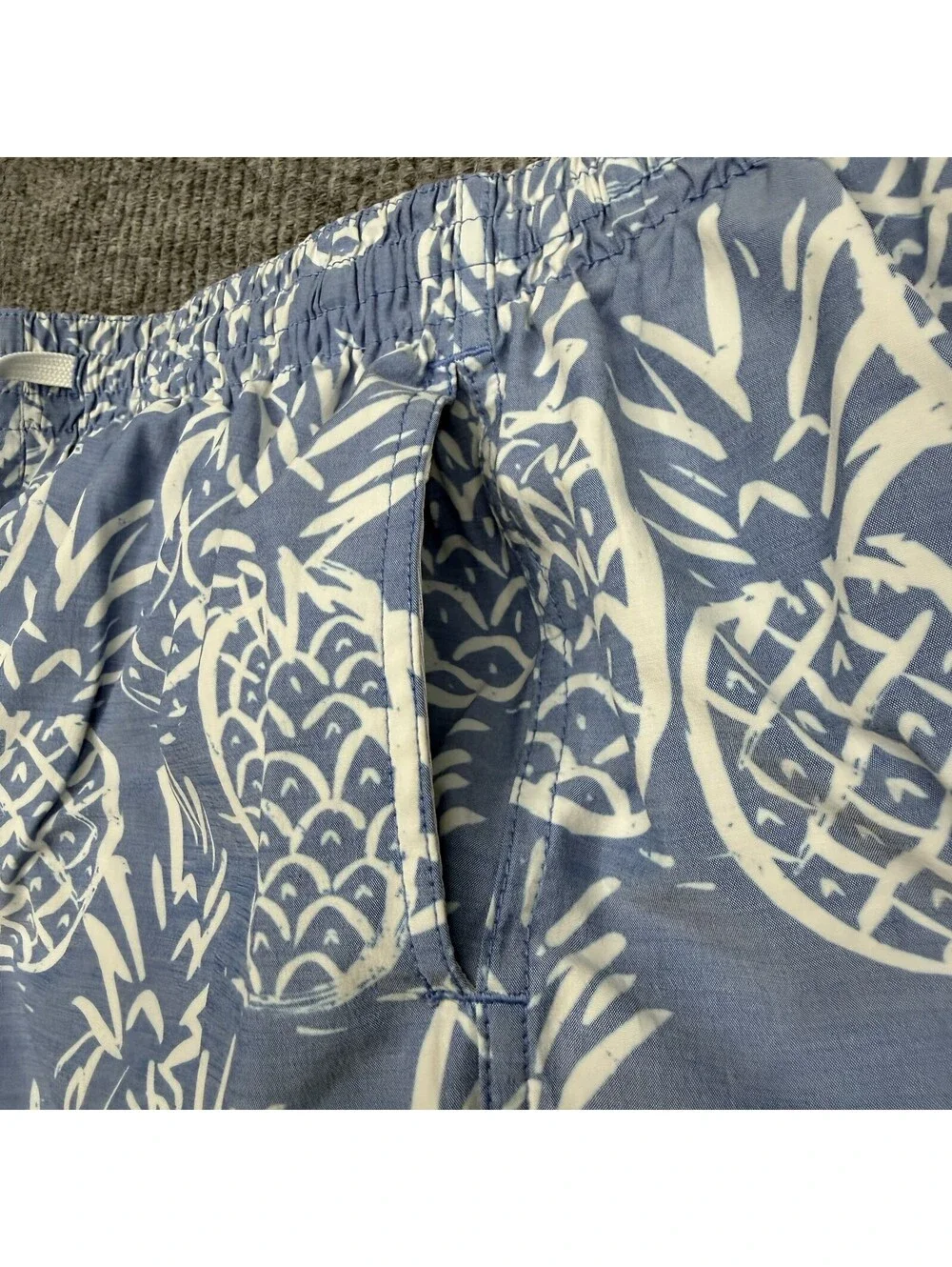 Chubbies Shorts Mens M Blue White Pineapple Beach AOP Lined Swim Trunks Pockets